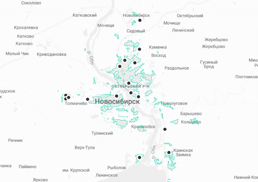 Зона завершения аренды Делимобиль Новосибирск